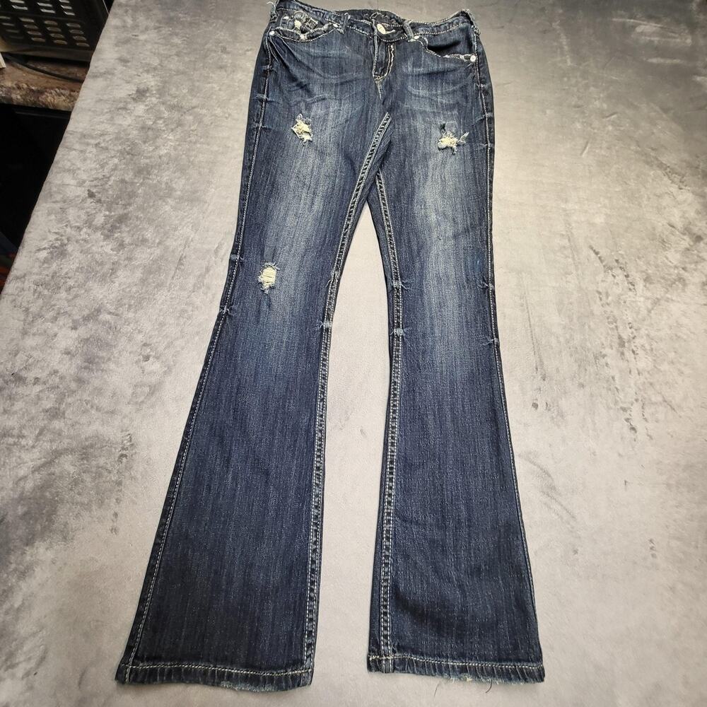 Pire Jeans Womens 29 Blue Prestige Bootcut Low Rise Slim Distressed 5-Pocket